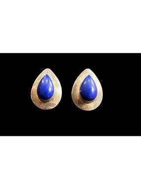 Earrings Navajo RWB Sterling Silver And Lapis Lazuli Native American Ethnic